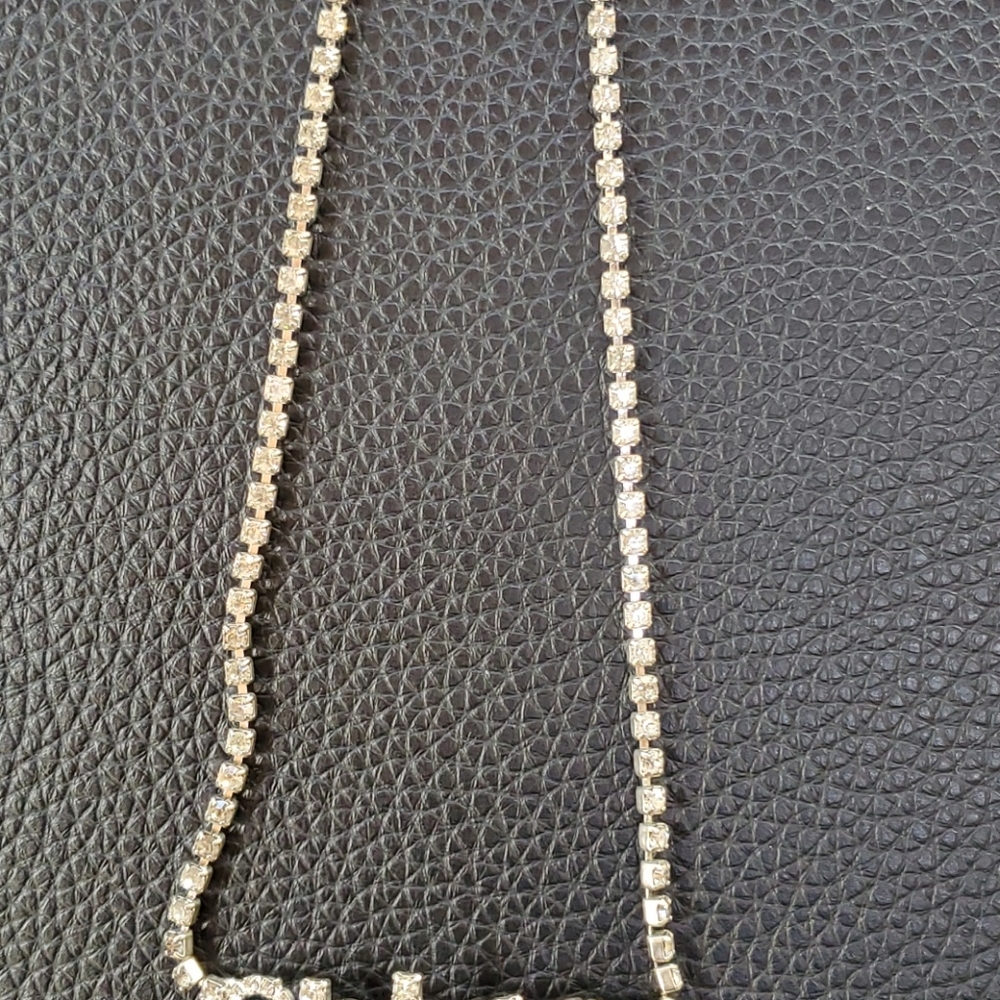 Blinged Out Rhinestone Necklace, Excellent - Picture 4 of 8